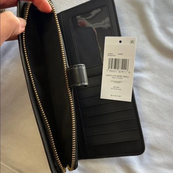 NWT Black Coach Wallet Essential Slim Billfold NEW Zipper for coins cards - Picture 5 of 9